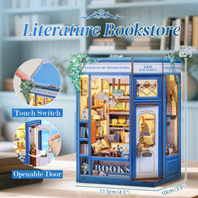 CUTEBEE Book Nook Kit vintage décor pieces highlight nostalgic ambiance.