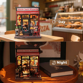 CUTEBEE lit miniature scene at night with a warm glow for ambiance.