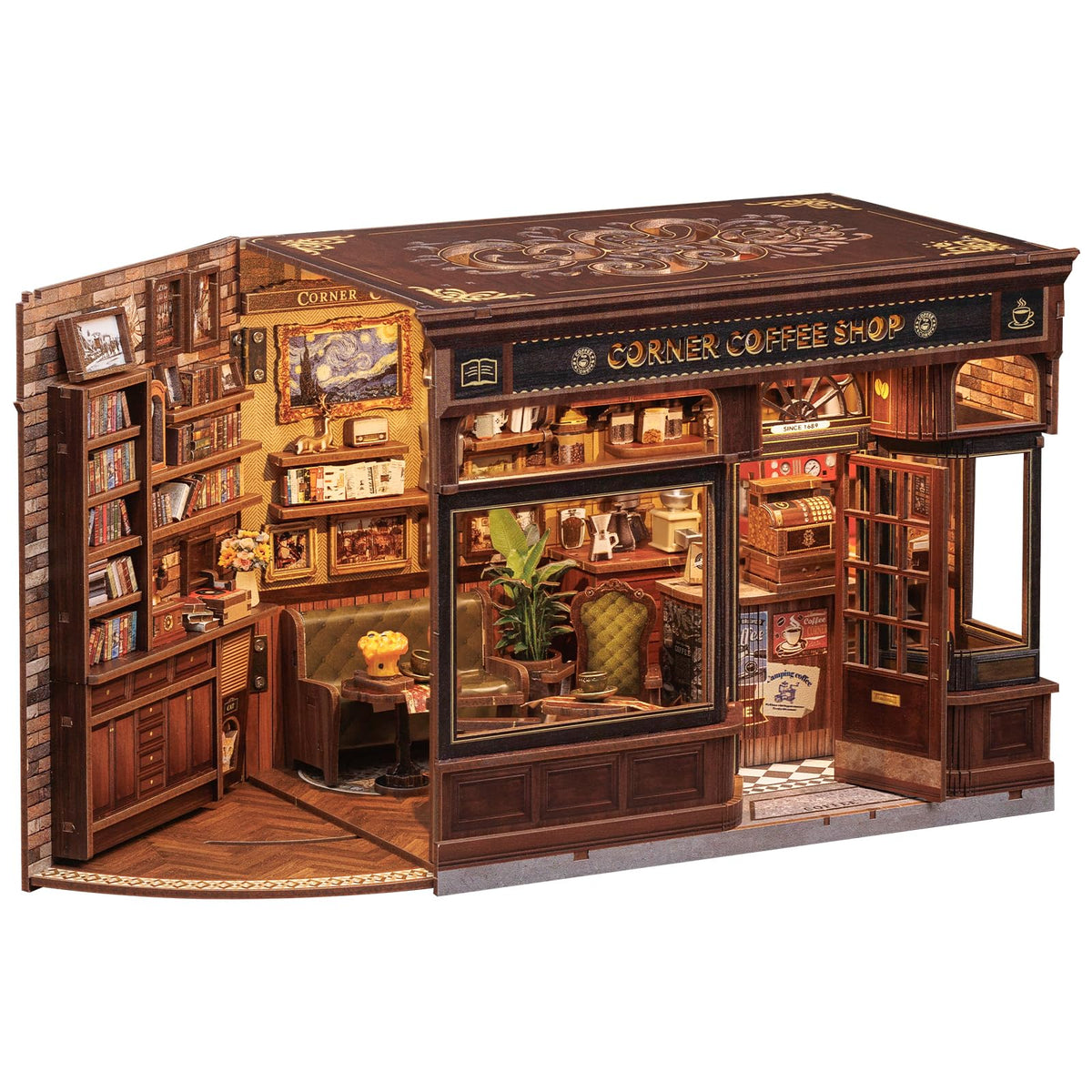 CUTEBEE Book Nook Kit: wood pieces ready for precise assembly and display.