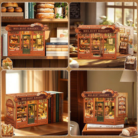 CUTEBEE Book Nook Kit miniature shop counter with pastries for display