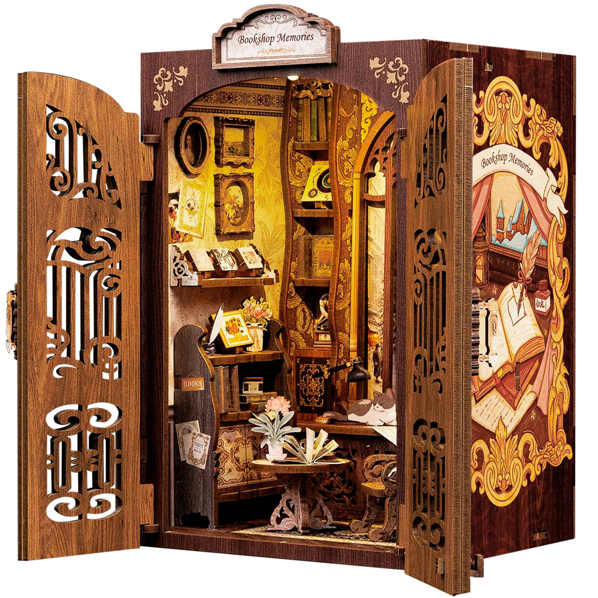 CUTEBEE Book Nook Kit bookshelves with books add world-building charm