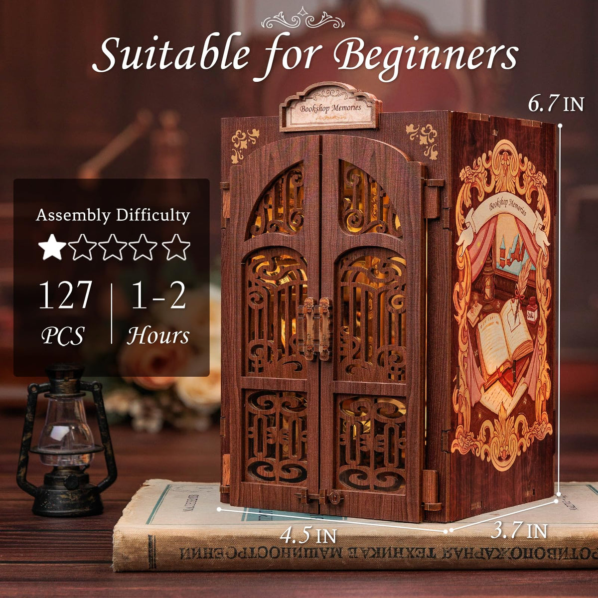 CUTEBEE Book Nook Kit cat figurine adds charming detail