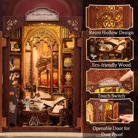 CUTEBEE Book Nook Kit wood material detail highlights quality