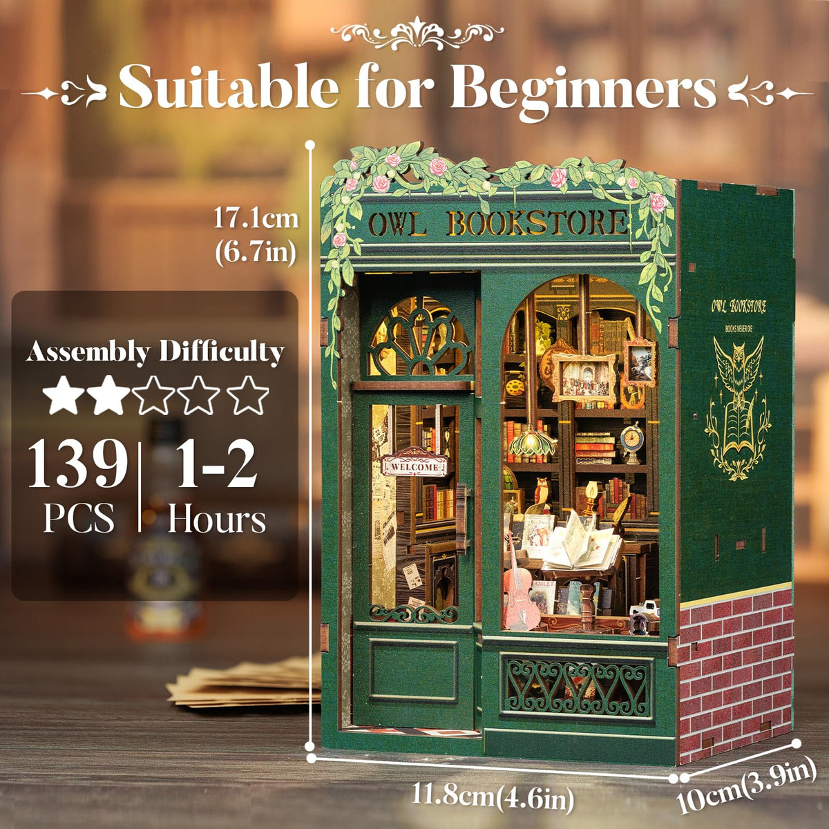 CUTEBEE Owl Bookstore classical lamps provide warm ambient lighting