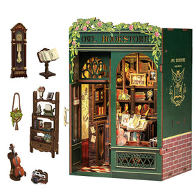 CUTEBEE Owl Bookstore book nook front view enhances cozy reading corners