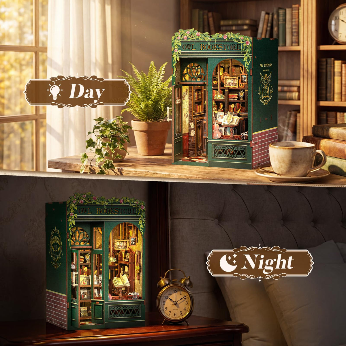 CUTEBEE Owl Bookstore shelves detail boosts Renaissance ambiance on display