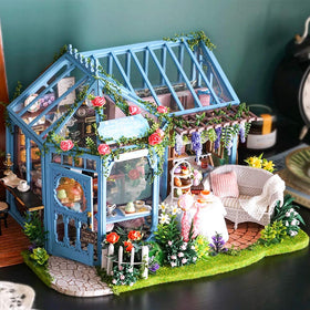 CUTEBEE dollhouse interior with furniture set for realistic miniature rooms.