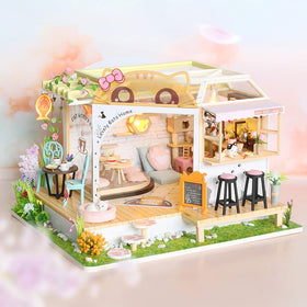 CUTEBEE dollhouse kit assembly scene shows precise parts for satisfying DIY build.