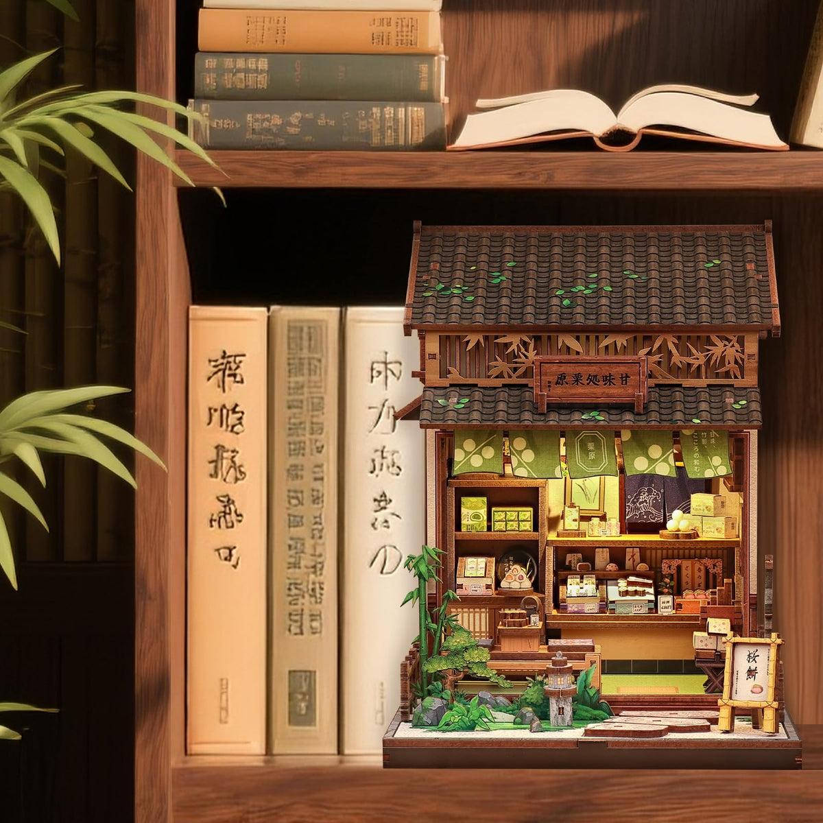 CUTEBEE miniature house assembly phase highlights intricate wooden puzzle details.