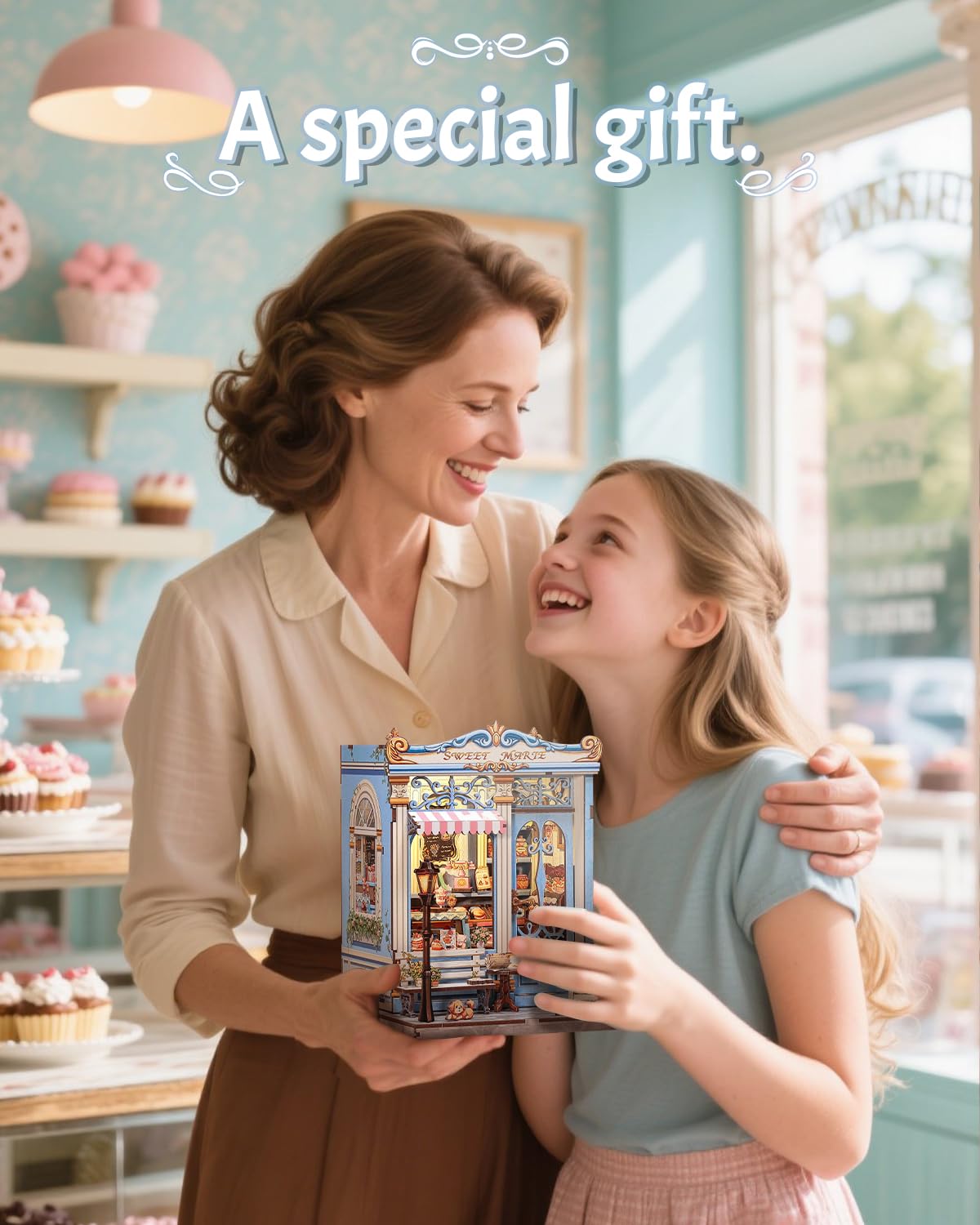 CUTEBEE Sweet Marie display with light-on creates night-time charm.