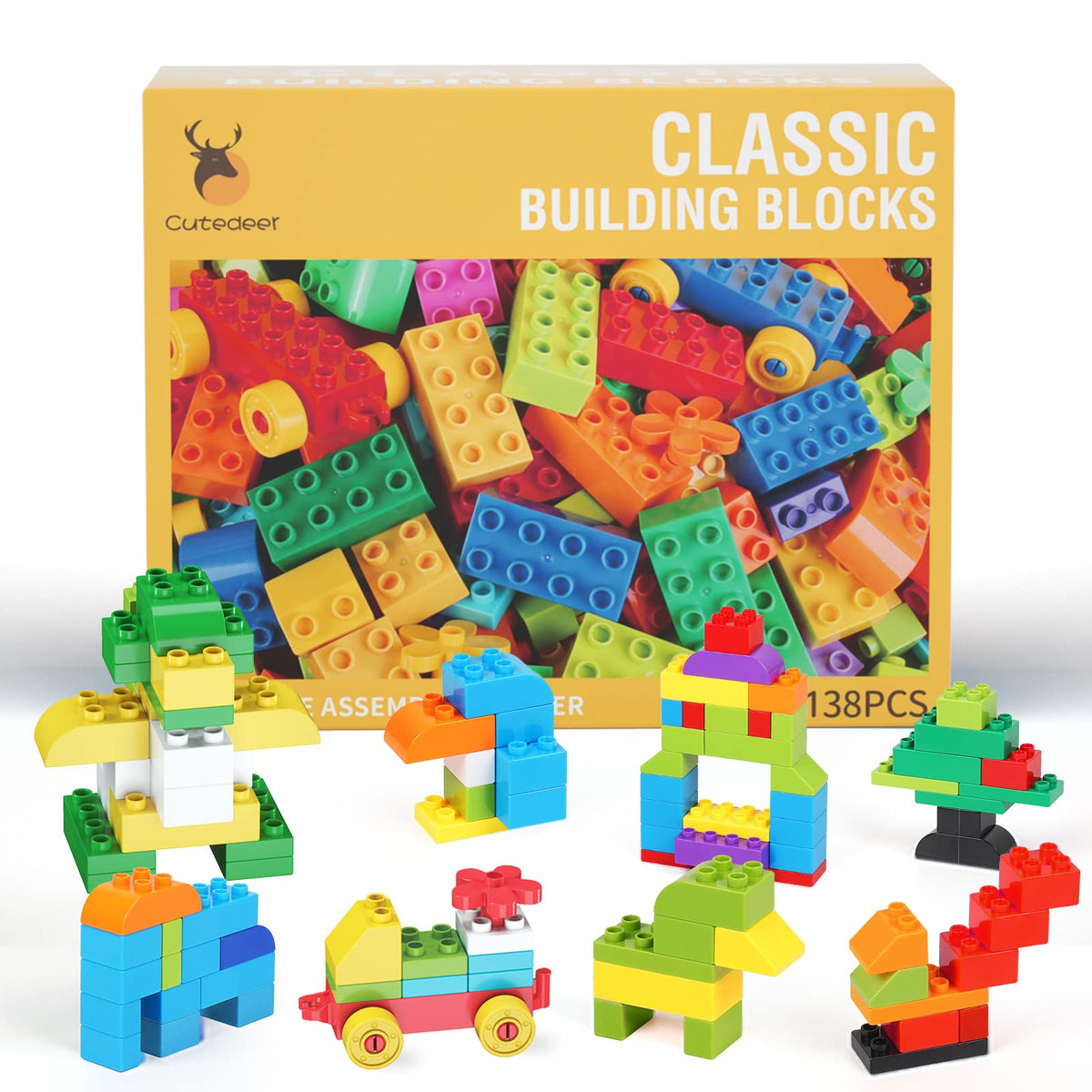 Cutedeer 138-piece building blocks in a gift box for creative play.