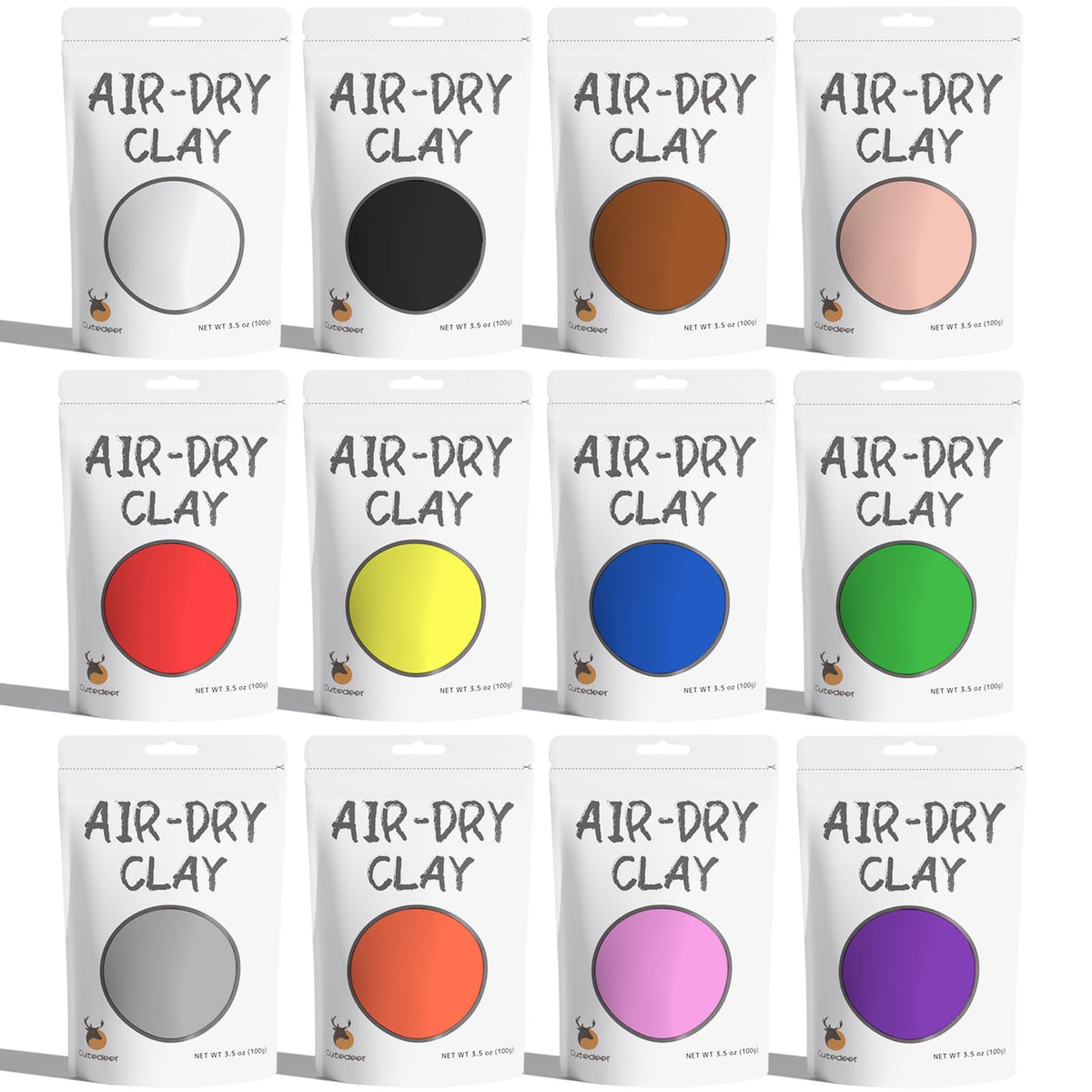 Cutedeer air-dry modeling clay in 12 colors for vibrant kids' crafts