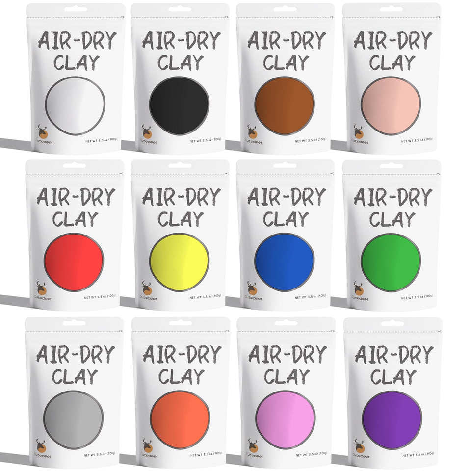 Cutedeer air-dry modeling clay in 12 colors for vibrant kids' crafts