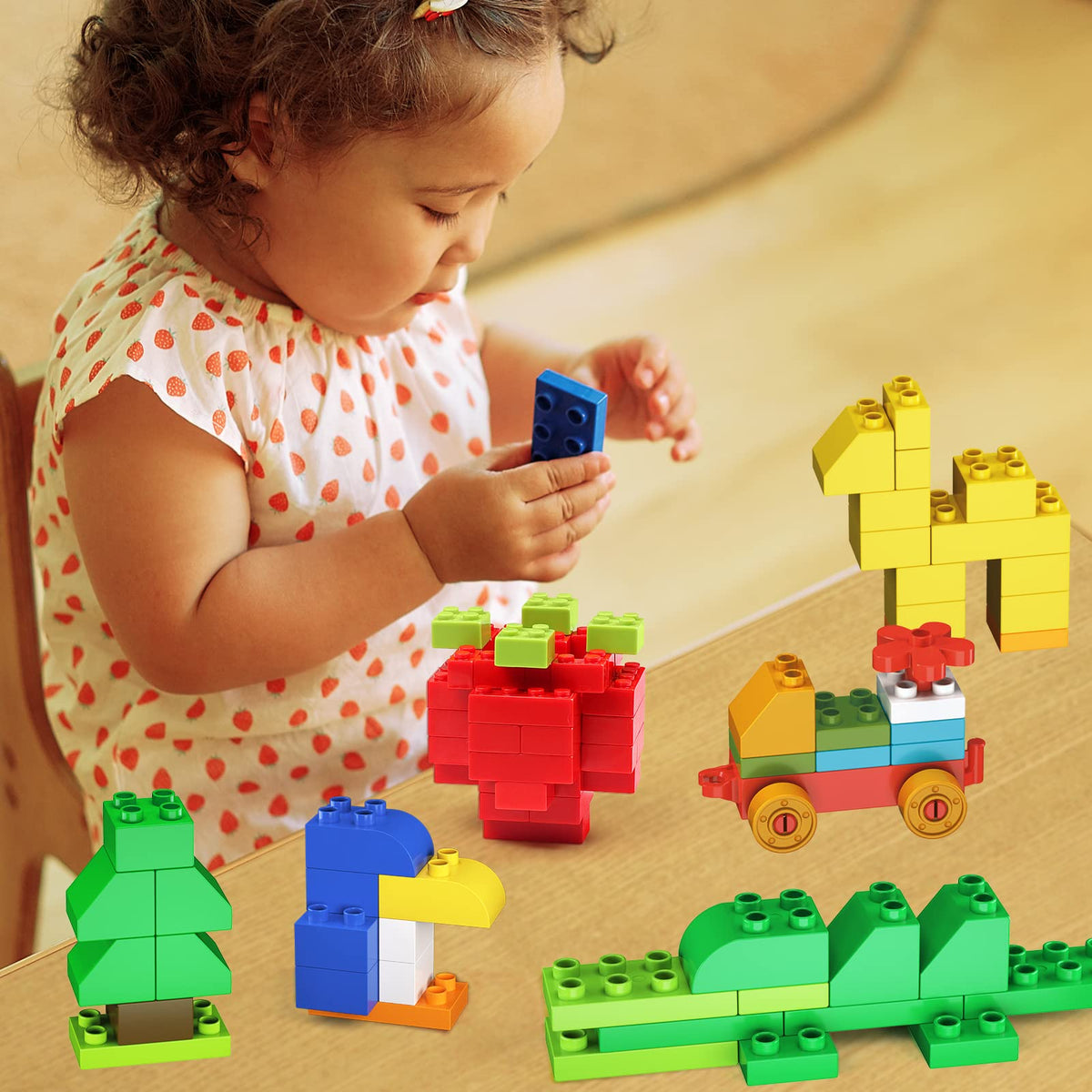 Colorful Cutedeer blocks boost color and shape recognition during play.