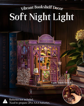 Cutefun Book Nook Kit shows 3D puzzle assembly details for an engaging DIY project