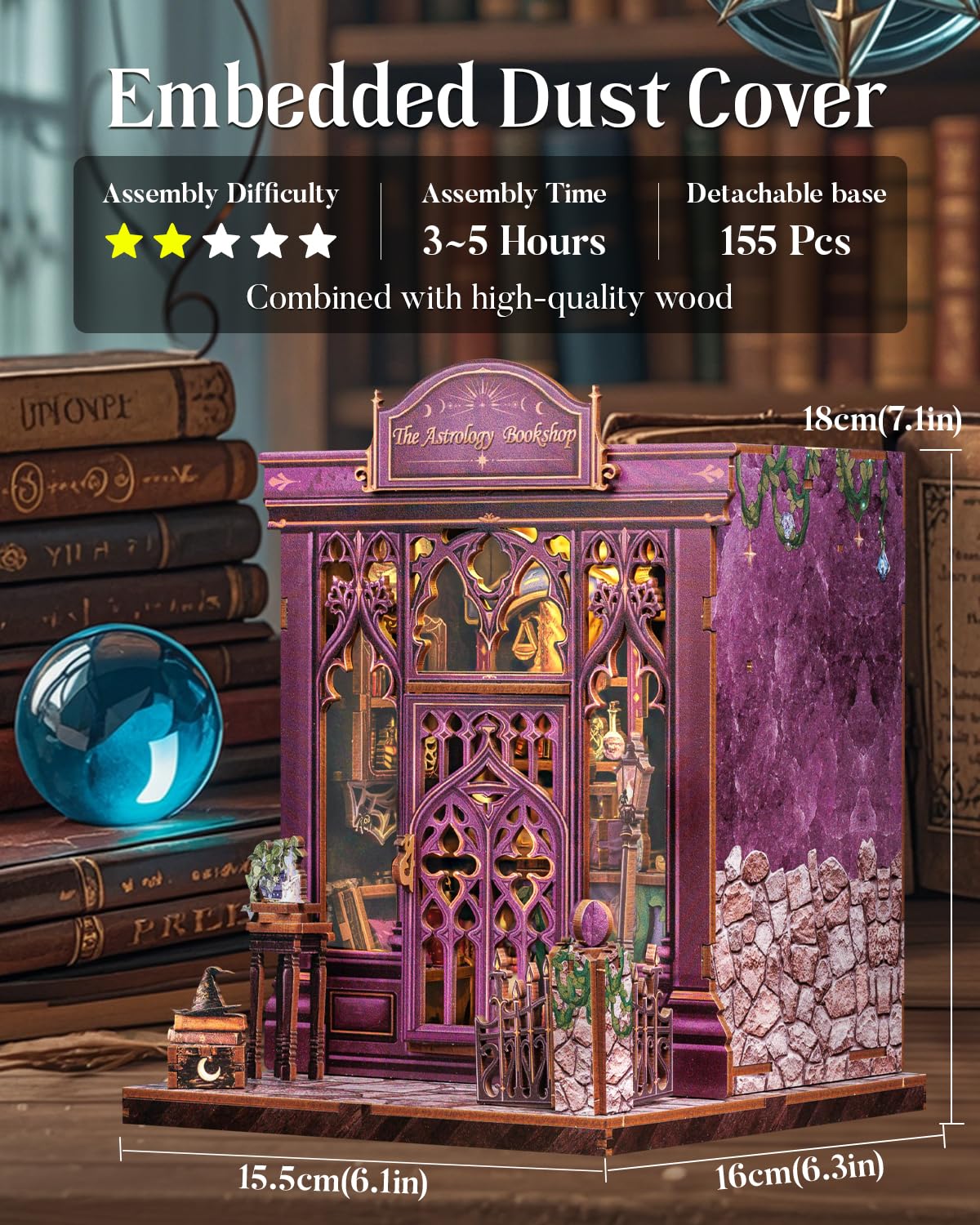 Cutefun Book Nook Kit decor highlights tarot cards for mystical vibes