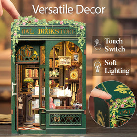 Cutefun Book Nook LED lighting glow highlights warm interior details for cozy display