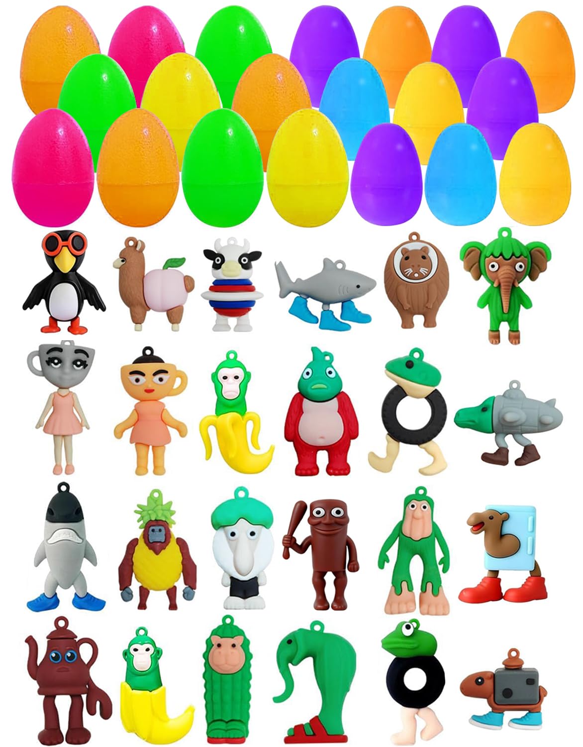 CUTEHO 24 prefilled Easter eggs with Brainrot figures for exciting egg hunts.