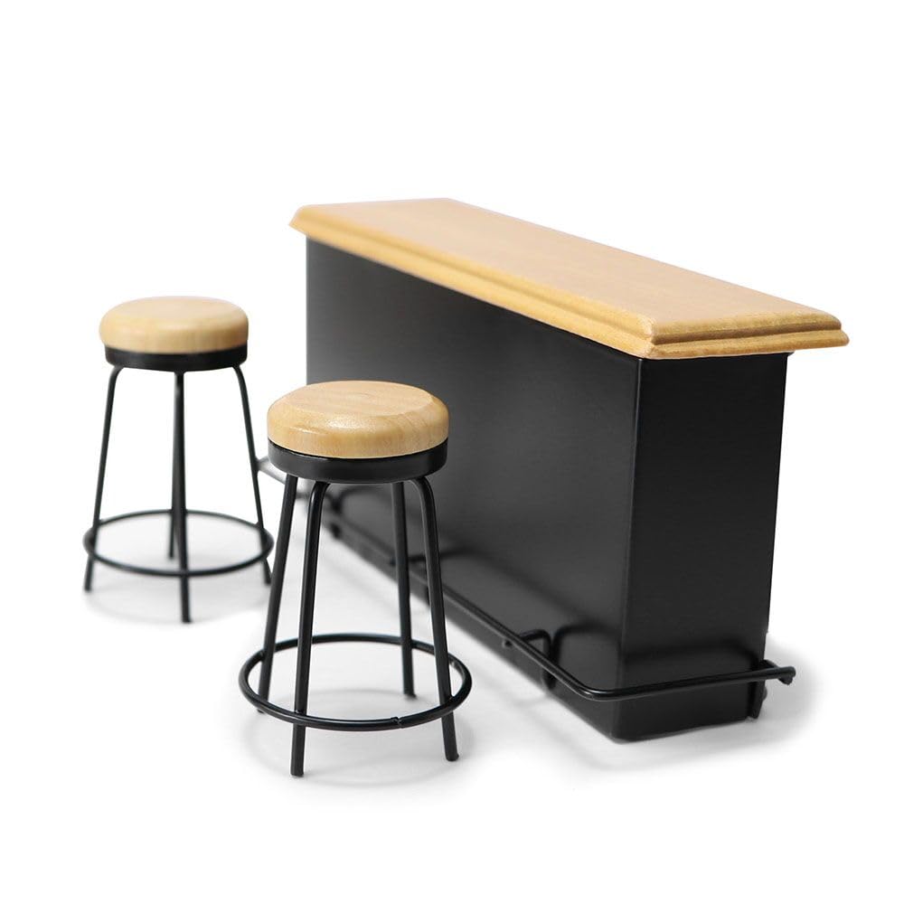 Cutemini dollhouse bar table with wood top for realistic 1:12 scale interiors.