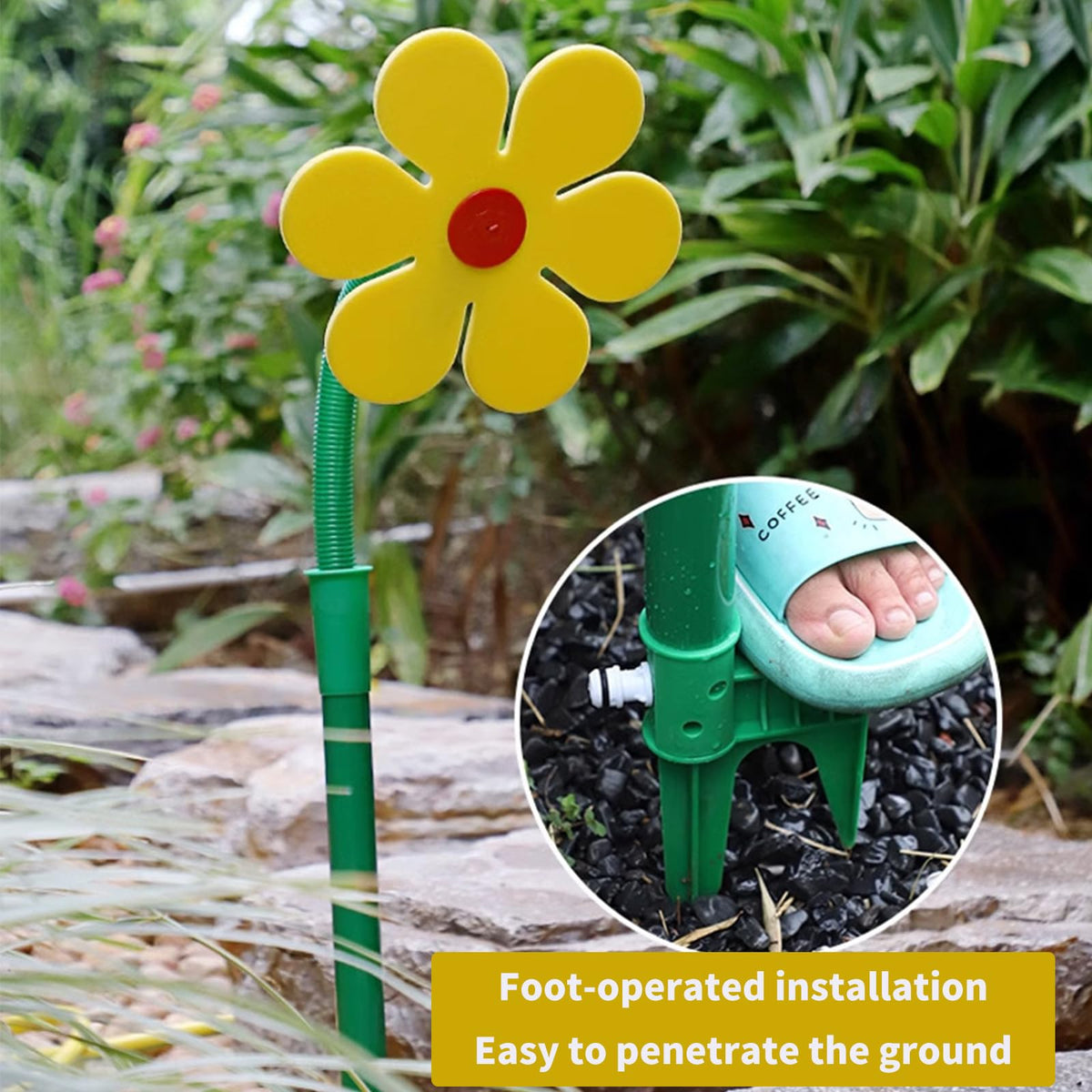 CUTENNIOU Crazy Daisy Sprinkler dog play scene invites pets to chase and interact.