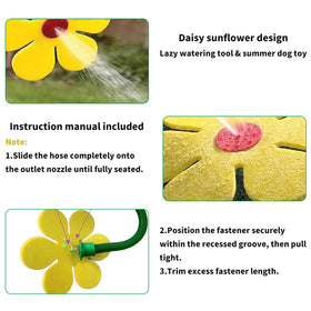 CUTENNIOU Crazy Daisy Sprinkler water flow highlighting vibrant yellow petals in sun.