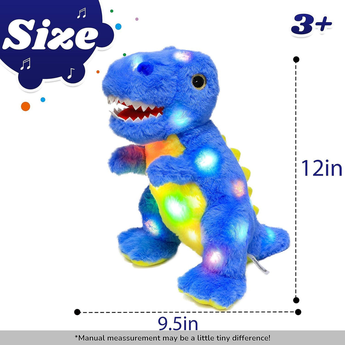 Cuteoy blue dinosaur plush face close-up showing soft fur.