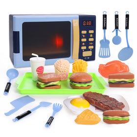 Cuterabit blue microwave front view for realistic pretend play