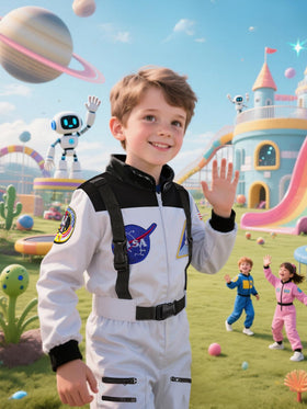 Cuteshower astronaut costume enabling imaginative space playtime