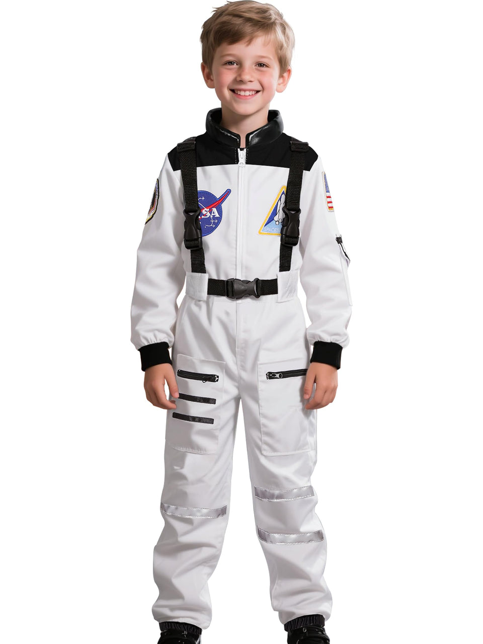 Cuteshower astronaut costume jumpsuit with patches for imaginative play