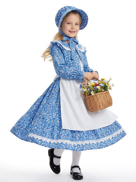 Cuteshower Pioneer Dress blue front view for imaginative colonial play