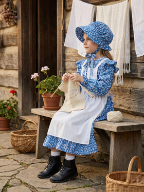 Cuteshower Pioneer Dress blue skirt pleats offer twirl-friendly movement.