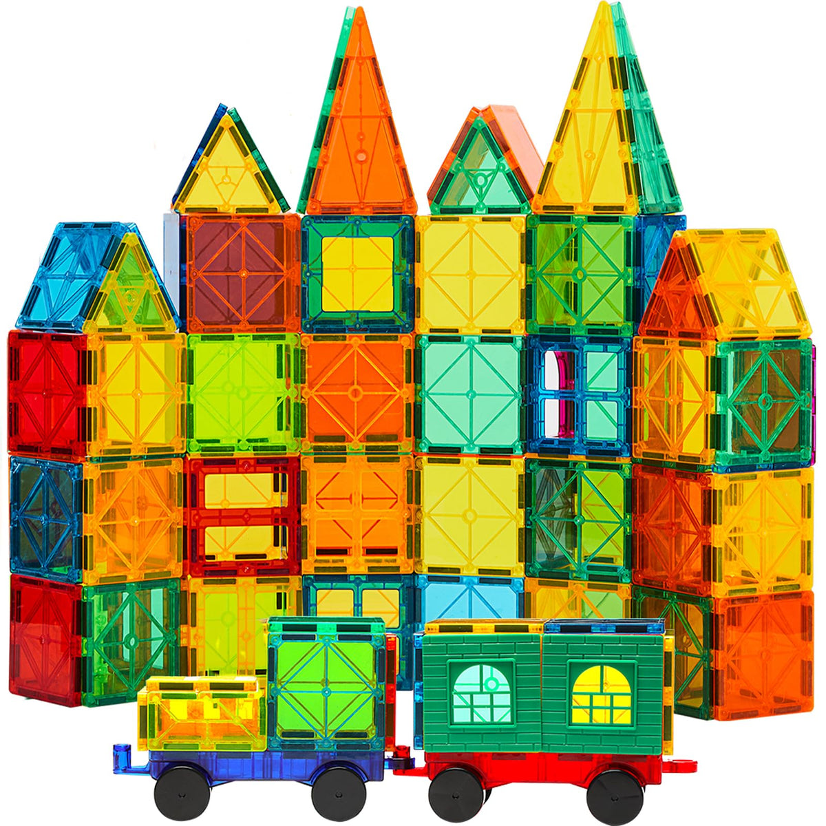 CuteTiger Magnetic Tiles 100pcs box, colorful pieces for creative STEM play.