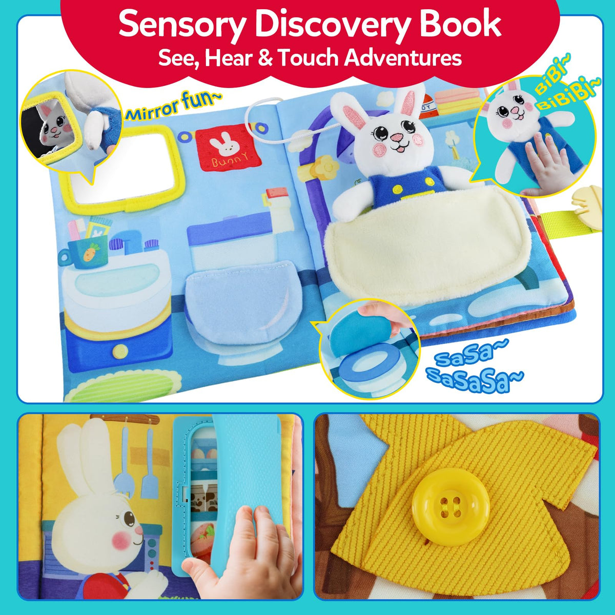 CuteZone Busy Book travel-friendly design fits in a diaper bag for trips.