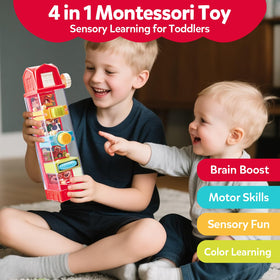 CuteZone Farm Egg Drop Toy turning wheel action supports hand-eye coordination.