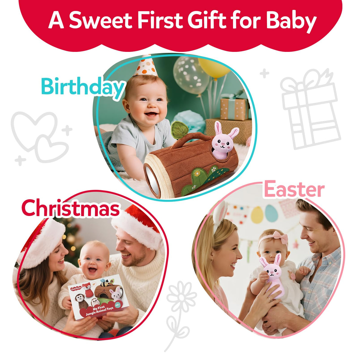 CuteZone soft plush gift set suitable for baby showers and birthdays