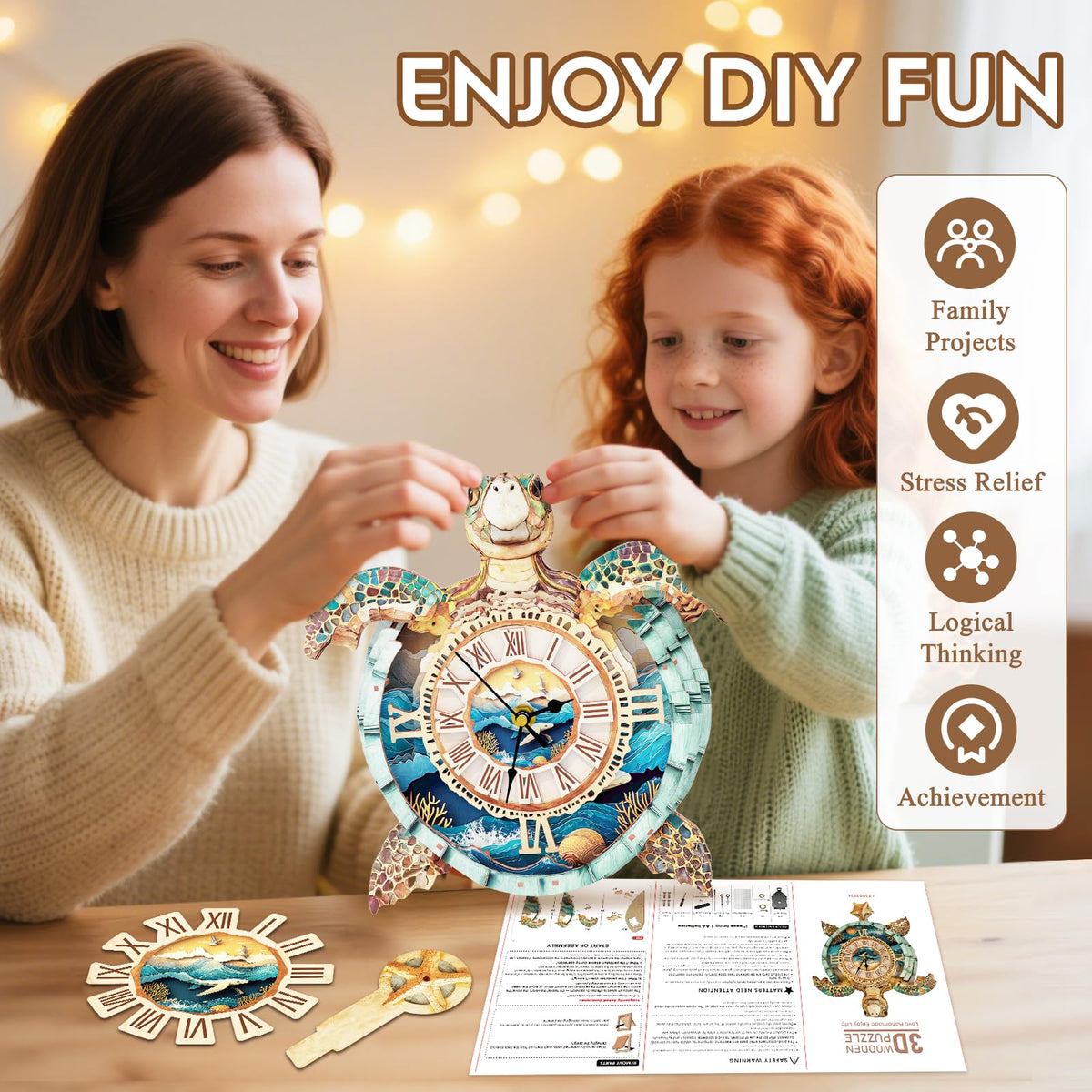 Cutywood turtle clock assembly guide offers clear step-by-step instructions.