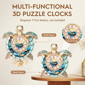 Cutywood turtle clock on desk adds stylish space-saving decor.