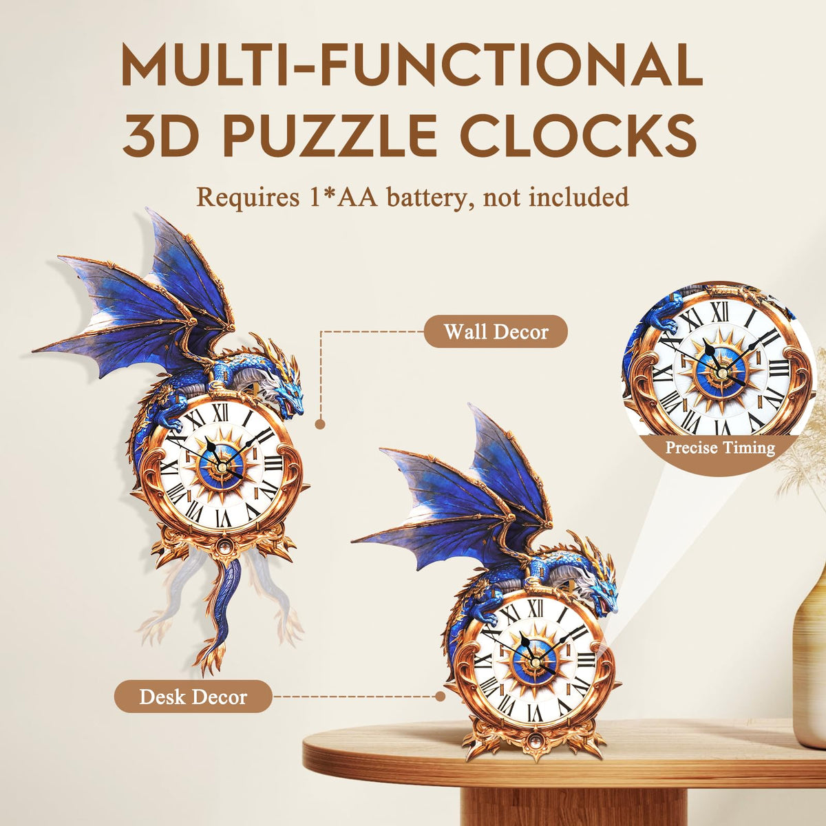 Cutywood desk-wall-decor-clock suits home offices with timeless appeal
