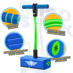 Close-up of the pogo jumper pedal showing sturdy construction for kids