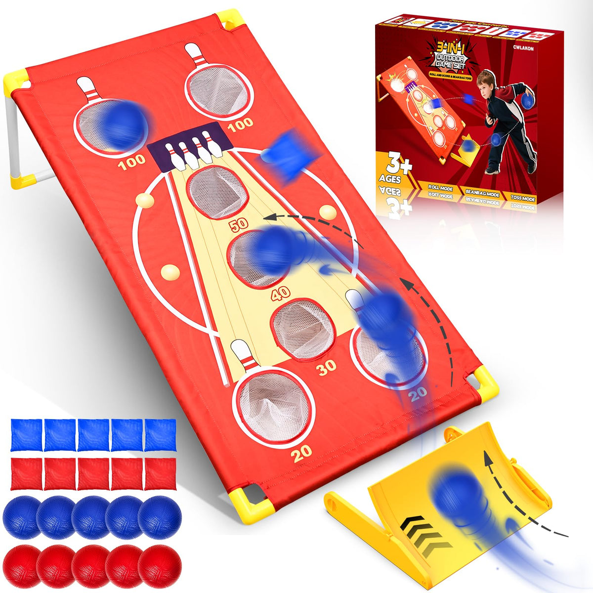 CWLAKON 3-in-1 Cornhole set in action boosting family backyard fun