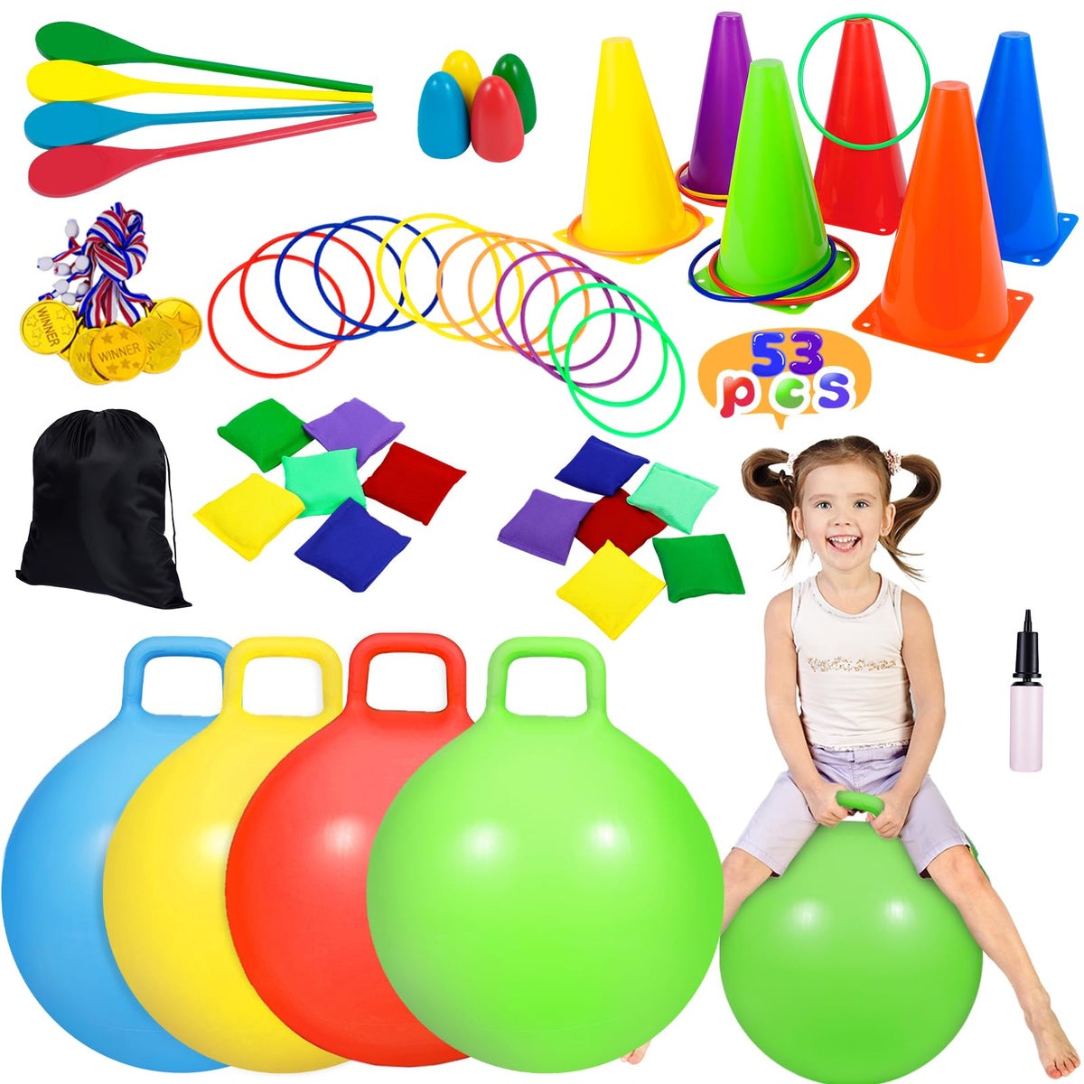 CWLAKON 53PCS carnival games set in full view, ideal for backyard parties and events