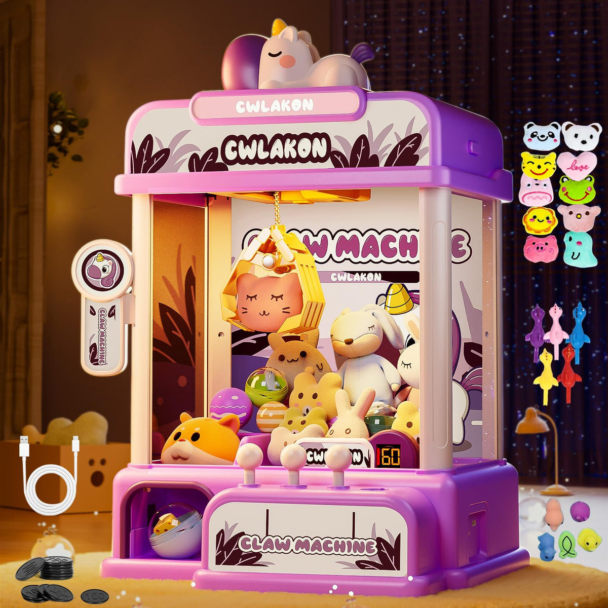 CWLAKON claw machine home arcade design invites kids to play and learn coordination.