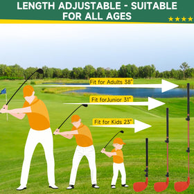 CWLAKON adjustable-length golf club adapts from 20 to 38 inches for all ages.