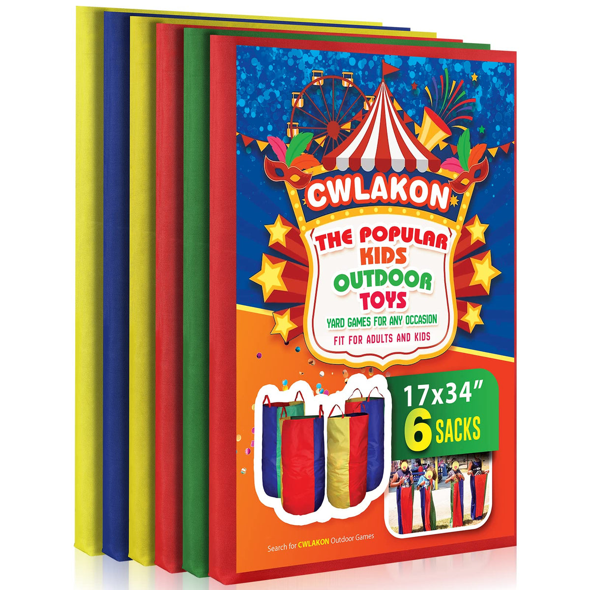 CWLAKON sack race bags for kids and adults, 34x17 inches, durable and safe.