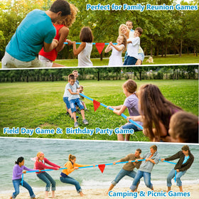 CWLAKON tug of war rope supports 2-20 adults or 2-36 children.