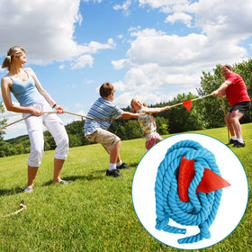 CWLAKON tug of war rope 60ft blue end knots visible for durability