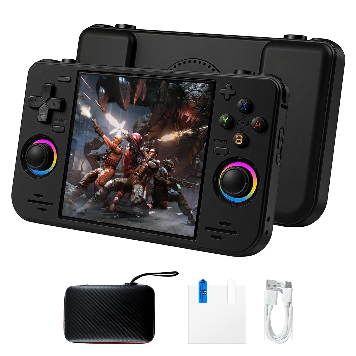 CWOHNRT RF40H front view: compact retro handheld for on-the-go gaming.