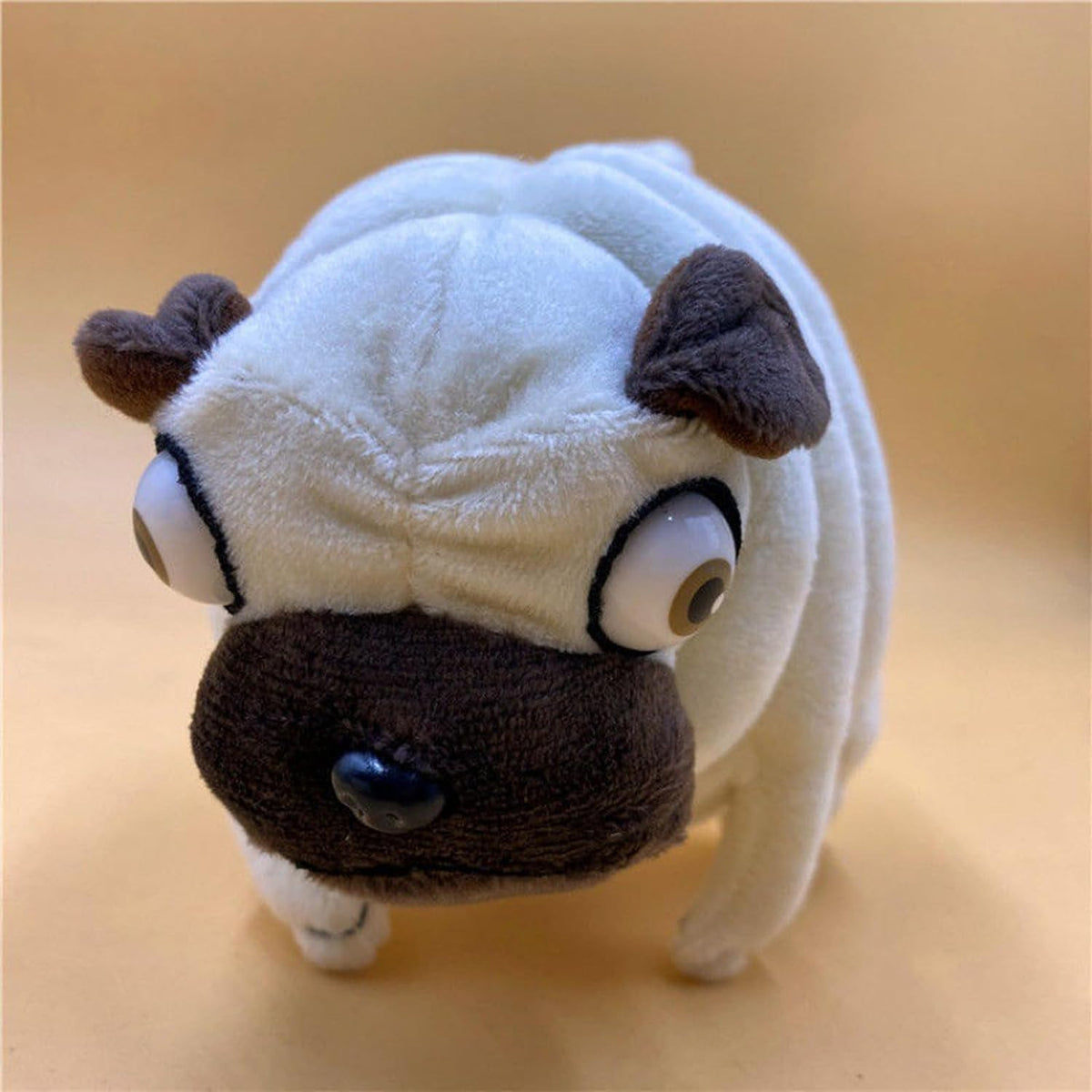 CWZY cute pug plush close-up highlights wrinkles and features.