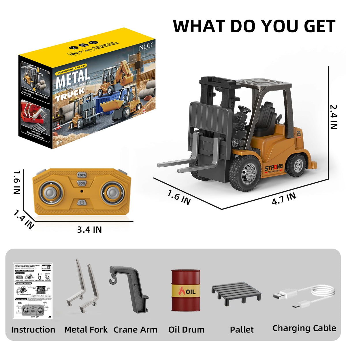 cxjoigxi mini rc forklift charging cable and accessories, ready to power up sessions.
