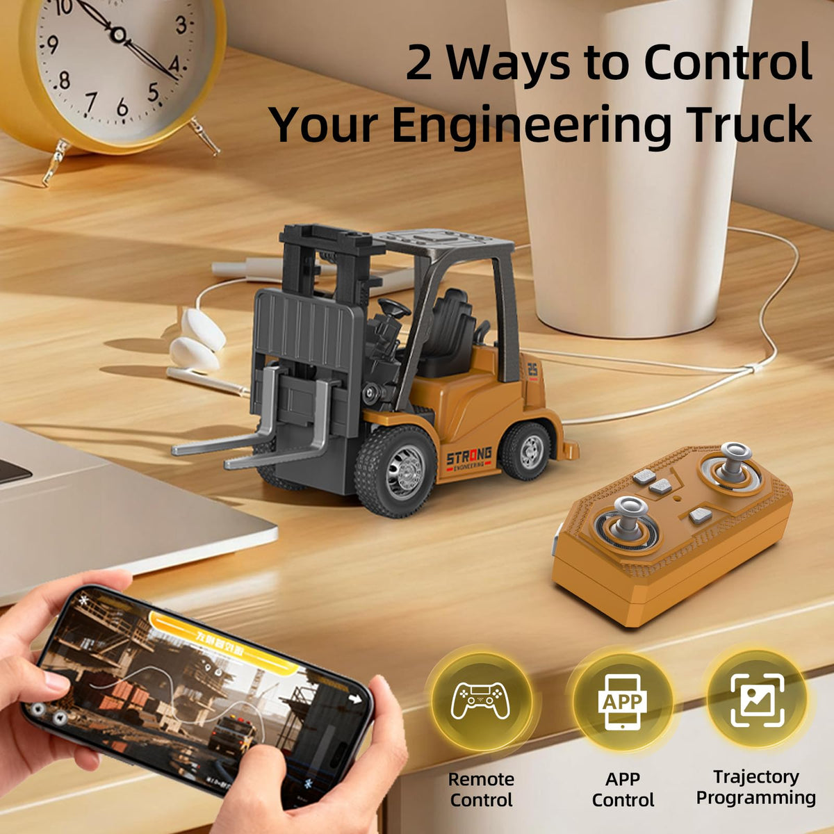 cxjoigxi mini rc forklift app control screen, highlights intuitive Bluetooth connection.